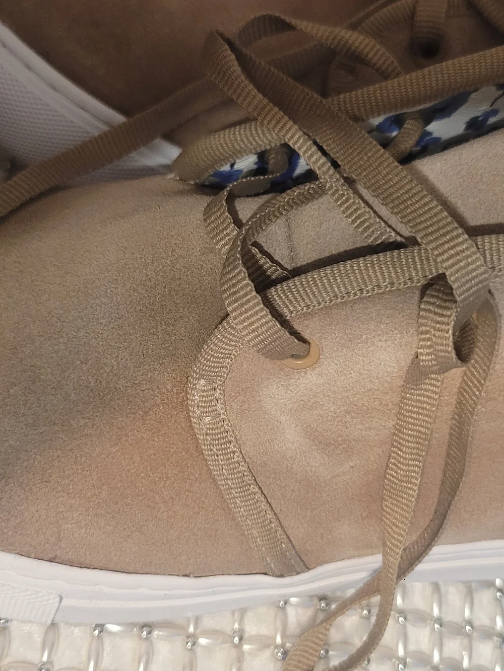 Tory Burch Beige Suede Lace-Up Sneakers with White Sole